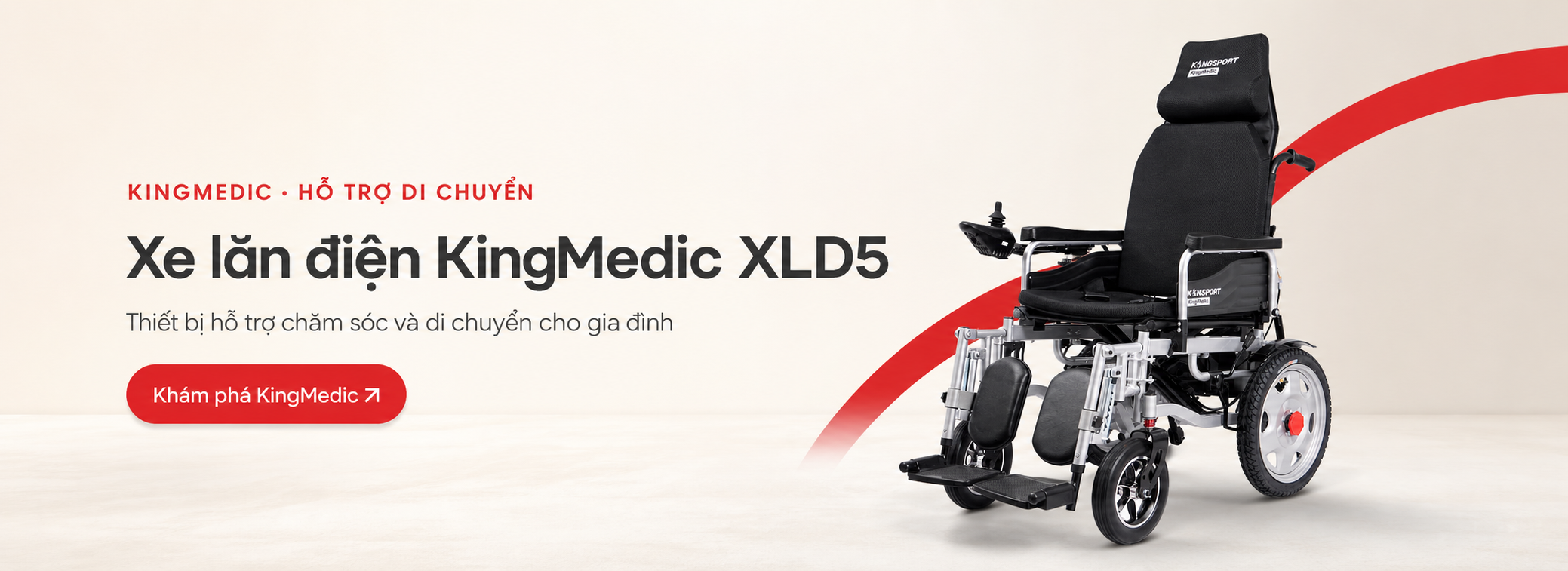 KingMedic – hỗ trợ chăm sóc tại nhà với xe lăn điện XLD5